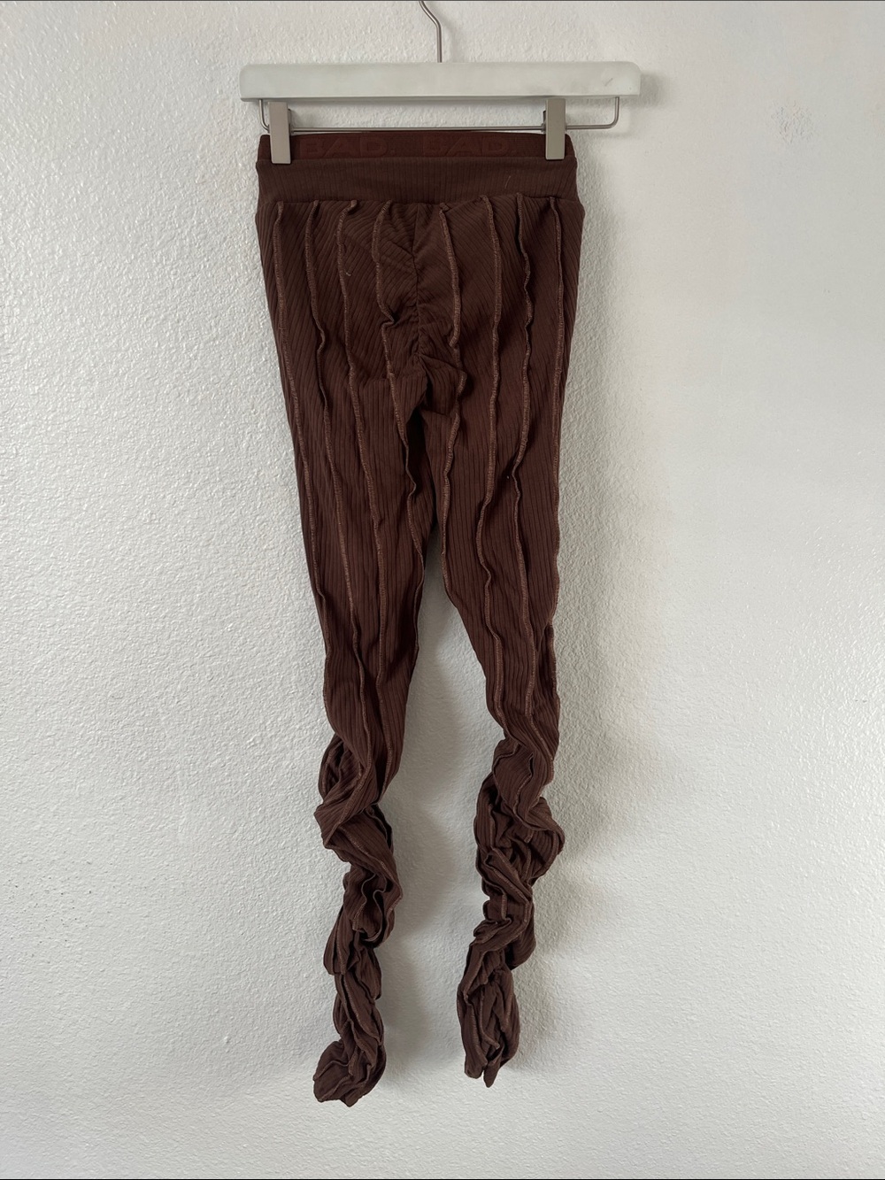 Bad Society Club: ICY RIBBED STRETCH PANTS- MOCHA BROWN Size XS - Picture 6 of 6